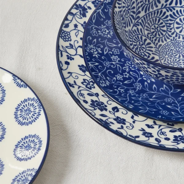 Six Piece Blue Ceramic Plate Set