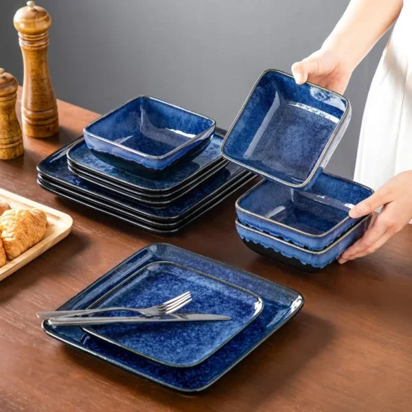 Blue Stoneware Square 12 Piece Set