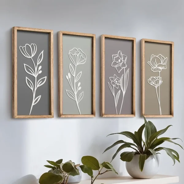 Framed Floral Wall Art Set