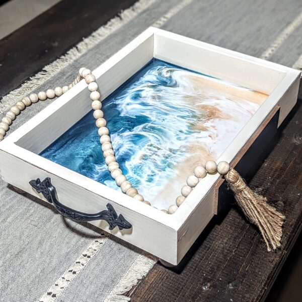 Handcrafted Ocean Wave Epoxy Resin Serving Tray – Nautical Beach Decor