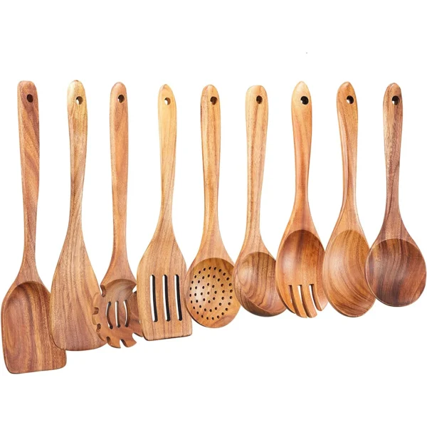 9pcs Wooden Utensil Set