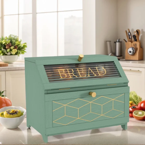 Wooden Bread Bin Large Capacity Storage Container