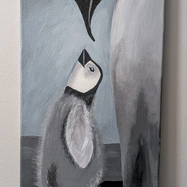 Hand-painted Penguin and Baby Canvas Wall-Art